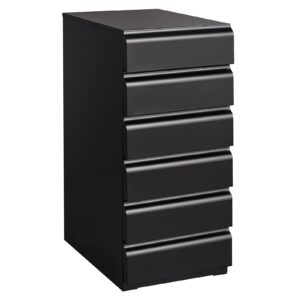 peukc 6 drawer metal chest, 14.17”deep small file cabinet, under desk storage cabinet with sliding rail for office, bedroom, living room (black)