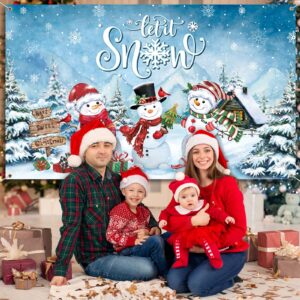 Christmas Backdrop for Photography Rustic Xmas Background Winter Snowman Gifts Polyester Wall Decorations Portrait Photobooth Party Banner Photo Studio Props for Holiday New Year Party Supplies