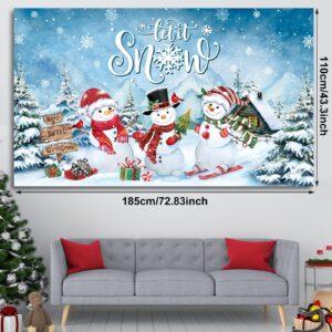 Christmas Backdrop for Photography Rustic Xmas Background Winter Snowman Gifts Polyester Wall Decorations Portrait Photobooth Party Banner Photo Studio Props for Holiday New Year Party Supplies