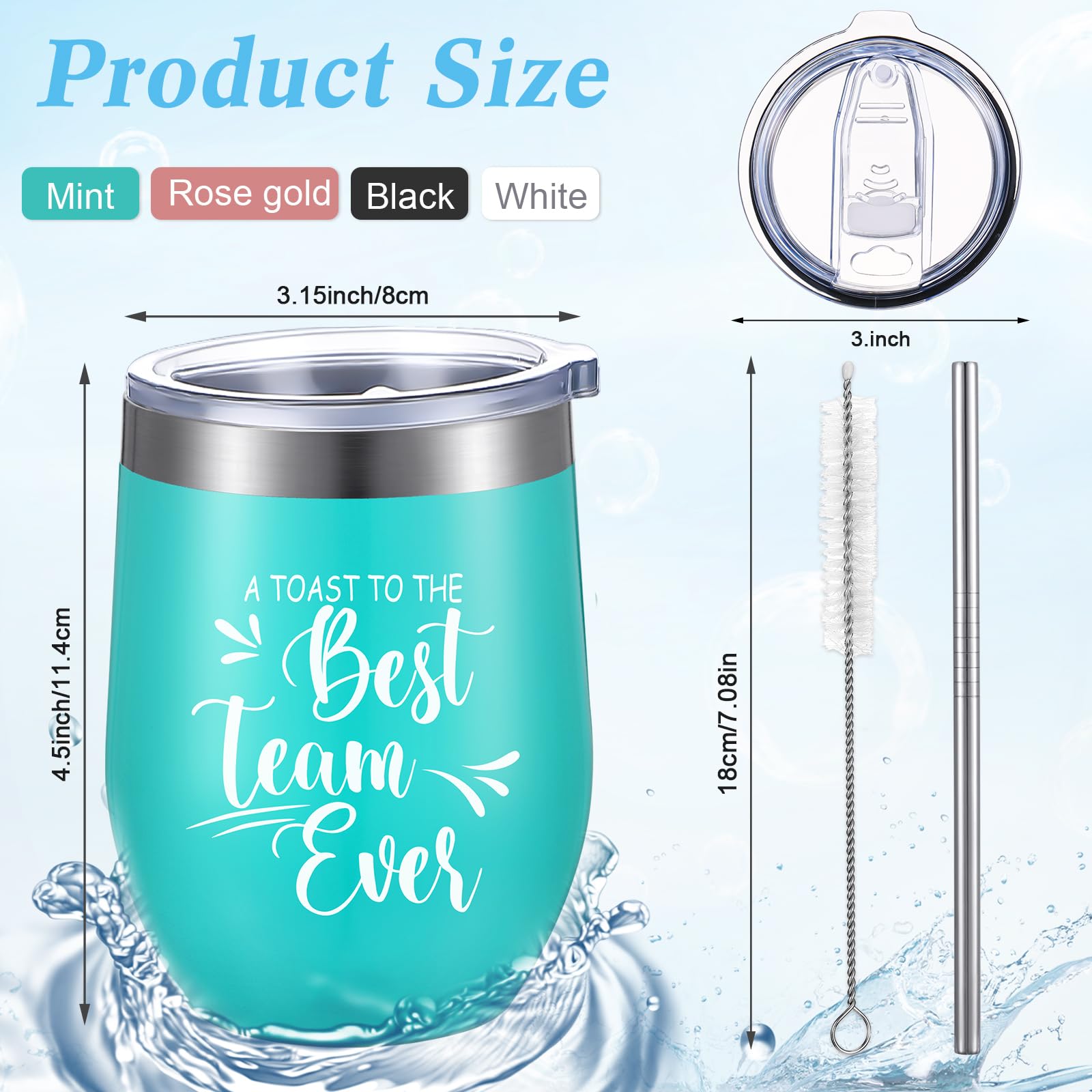 Employee Appreciation Gifts Wine Tumbler Team Gifts for Employee Thank You Gift for Coworker Women Men, 12 oz Wine Tumbler Insulated Stainless Steel Tumbler with Lid and Straw (Charming Style, 20 Pcs)