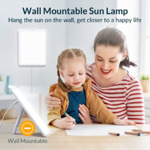 KLEAH Light Therapy Lamp, Sun Lamp with 10000 Lux LED UV-Free, Seasonal Light for Happy Mood with 9 Adjustable Brightness & Timer, Wall Mountable, Flexible Lighting Angle for Home Office Traveling