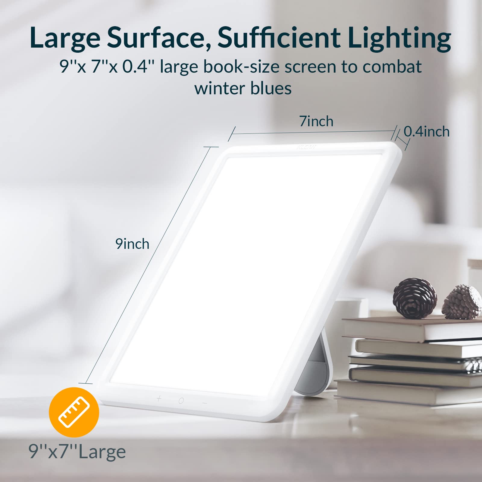 KLEAH Light Therapy Lamp, Sun Lamp with 10000 Lux LED UV-Free, Seasonal Light for Happy Mood with 9 Adjustable Brightness & Timer, Wall Mountable, Flexible Lighting Angle for Home Office Traveling