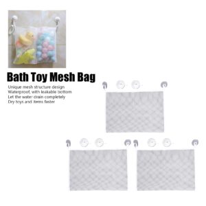 3 Pieces Bath Toy Organizer Bath Toy Holder with Strong Suction Cups and Hooks, Bathtub Toys Net Holder Organizer, Corner Shower Caddy Bag for Kids and Toddlers, Bathroom Hanging Mesh Basket