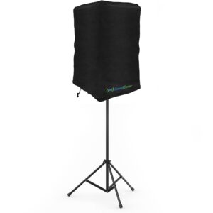 15 inch pa/dj lightweight powered speaker cover bag in black for stand mounted speakers - over the top fit, water resistant (not waterproof), 50 uv protection - check dimensions before ordering!