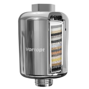 vortopt 20 stage shower filter, shower head filter for hard water, shower water softener, remove chlorine fluoride heavy metals sediments impurities, db-1