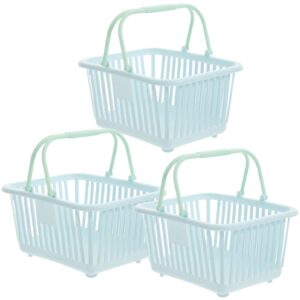 gadpiparty 3pcs small plastic shopping baskets kids grocery baskets with handles tiny organizer container bin for eggs fruits veggies snacks sky-blue