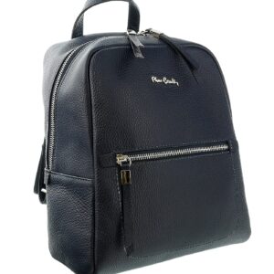 Pierre Cardin Navy Blue Leather Classic Medium Fashion Backpack for womens