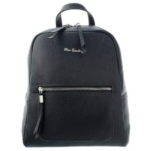 Pierre Cardin Navy Blue Leather Classic Medium Fashion Backpack for womens