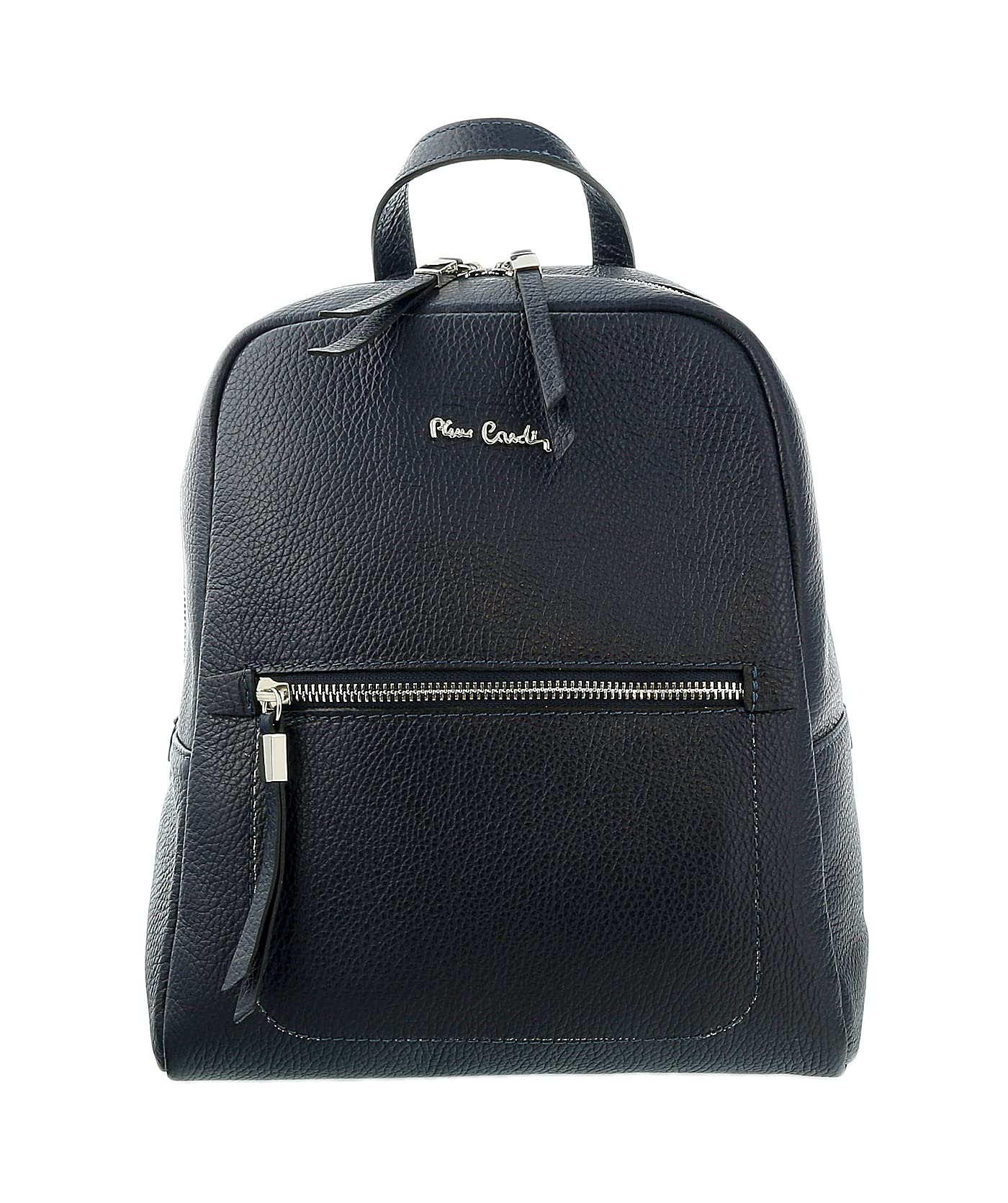 Pierre Cardin Navy Blue Leather Classic Medium Fashion Backpack for womens