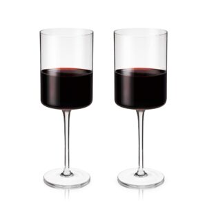 viski laurel red wine glasses, crystal stemmed tumblers glassware for wine or cocktails, top rack dishwasher safe, 18 oz, set of 2