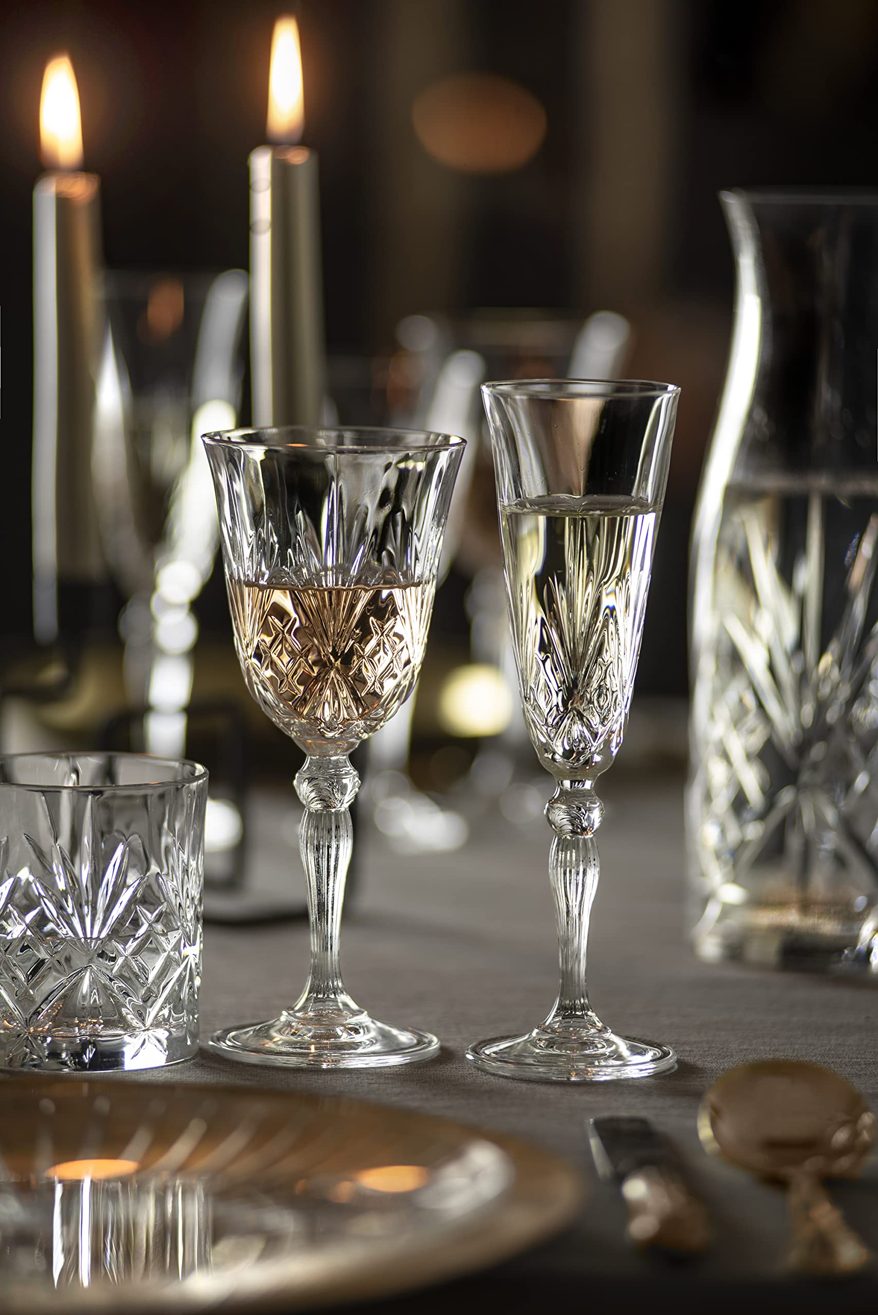Barski Wine Glass - Goblet - Red Wine - White Wine - Water Glass - Stemmed Glasses - Set of 6 Goblets - Crystal like Glass - 7 oz. Beautifully Cut Designed Made in Europe