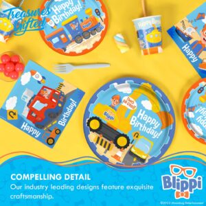 Treasures Gifted Blippi Birthday Party Supplies Vehicle - 12 Pack - Blippi Birthday Balloons Pack - Latex Blippi Balloon - 12 Inch Blippi Balloons Orange, Blue, & White - Blippi Party Supplies