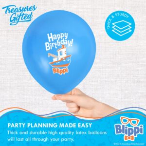 Treasures Gifted Blippi Birthday Party Supplies Vehicle - 12 Pack - Blippi Birthday Balloons Pack - Latex Blippi Balloon - 12 Inch Blippi Balloons Orange, Blue, & White - Blippi Party Supplies