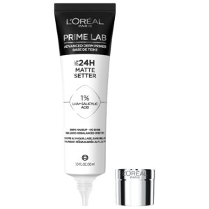 l'oreal paris prime lab up to 24h matte setter face primer infused with salicylic acid to grip and extend makeup with a no shine finish, 1.01 fl oz