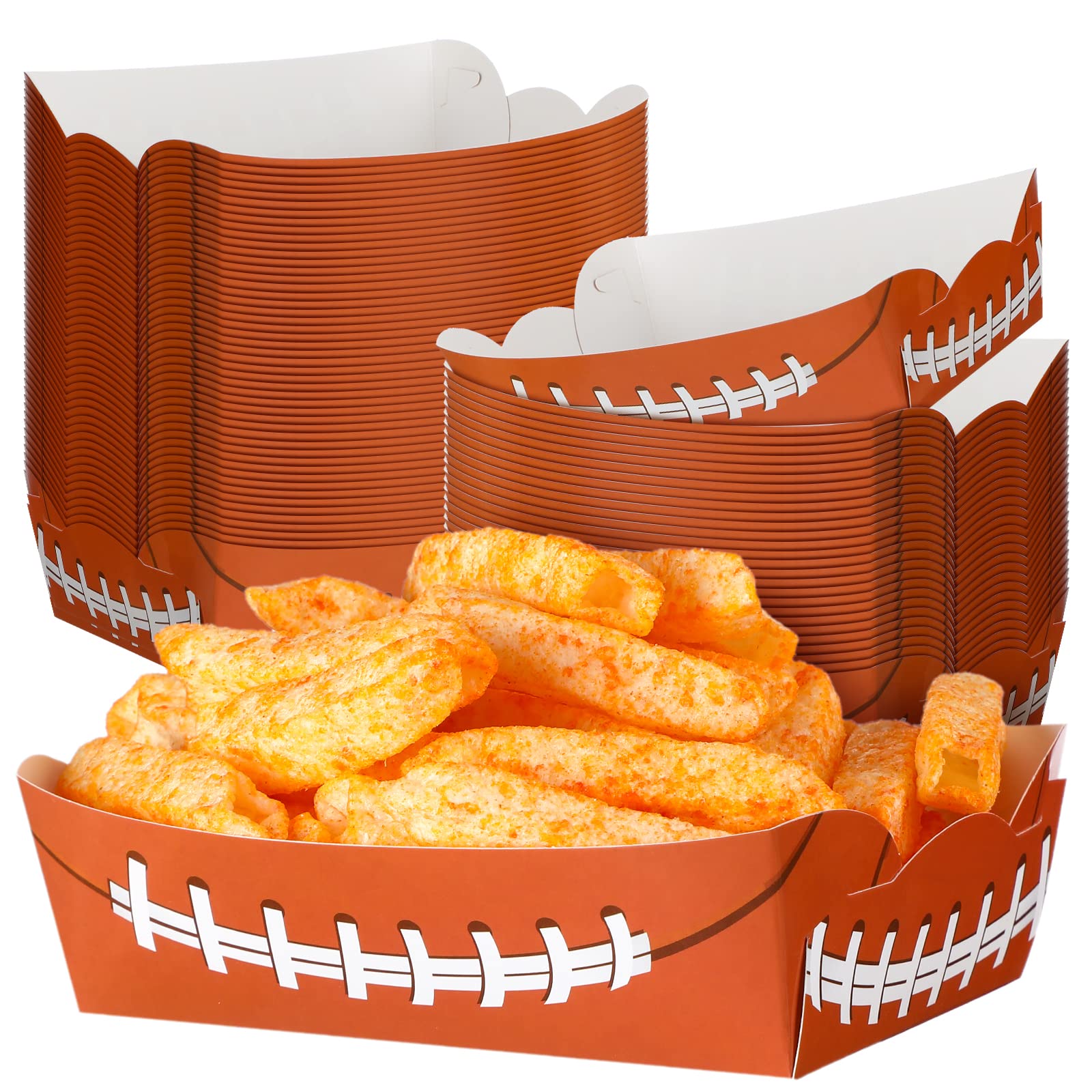 Hoolerry 2lb Football Party Decorations Paper Football Plates Disposable Food Boats Serving Trays Sports Party Birthday Party Supplies 5.1 x 4.3 x 1.6 Inch(Rugby Style)