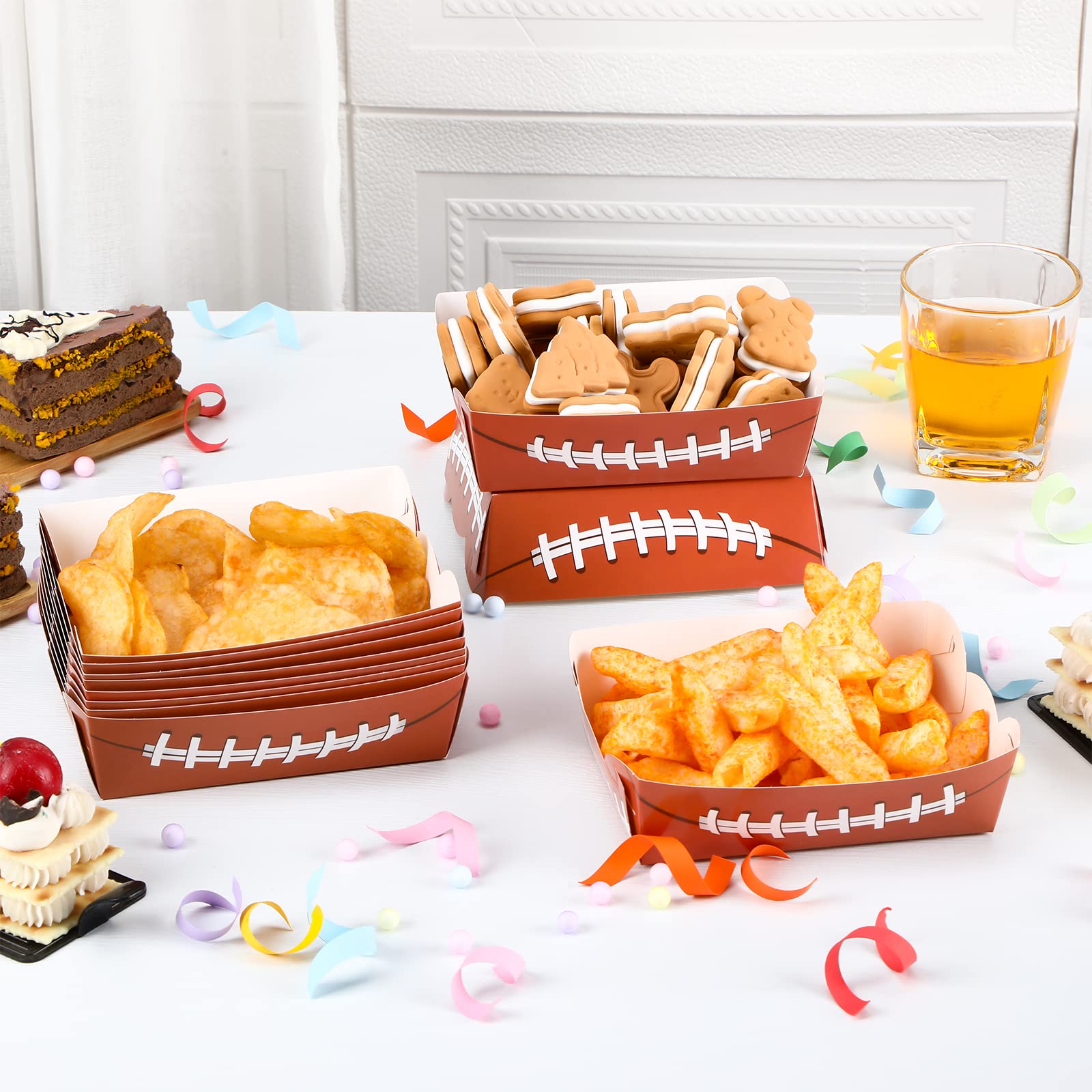 Hoolerry 2lb Football Party Decorations Paper Football Plates Disposable Food Boats Serving Trays Sports Party Birthday Party Supplies 5.1 x 4.3 x 1.6 Inch(Rugby Style)