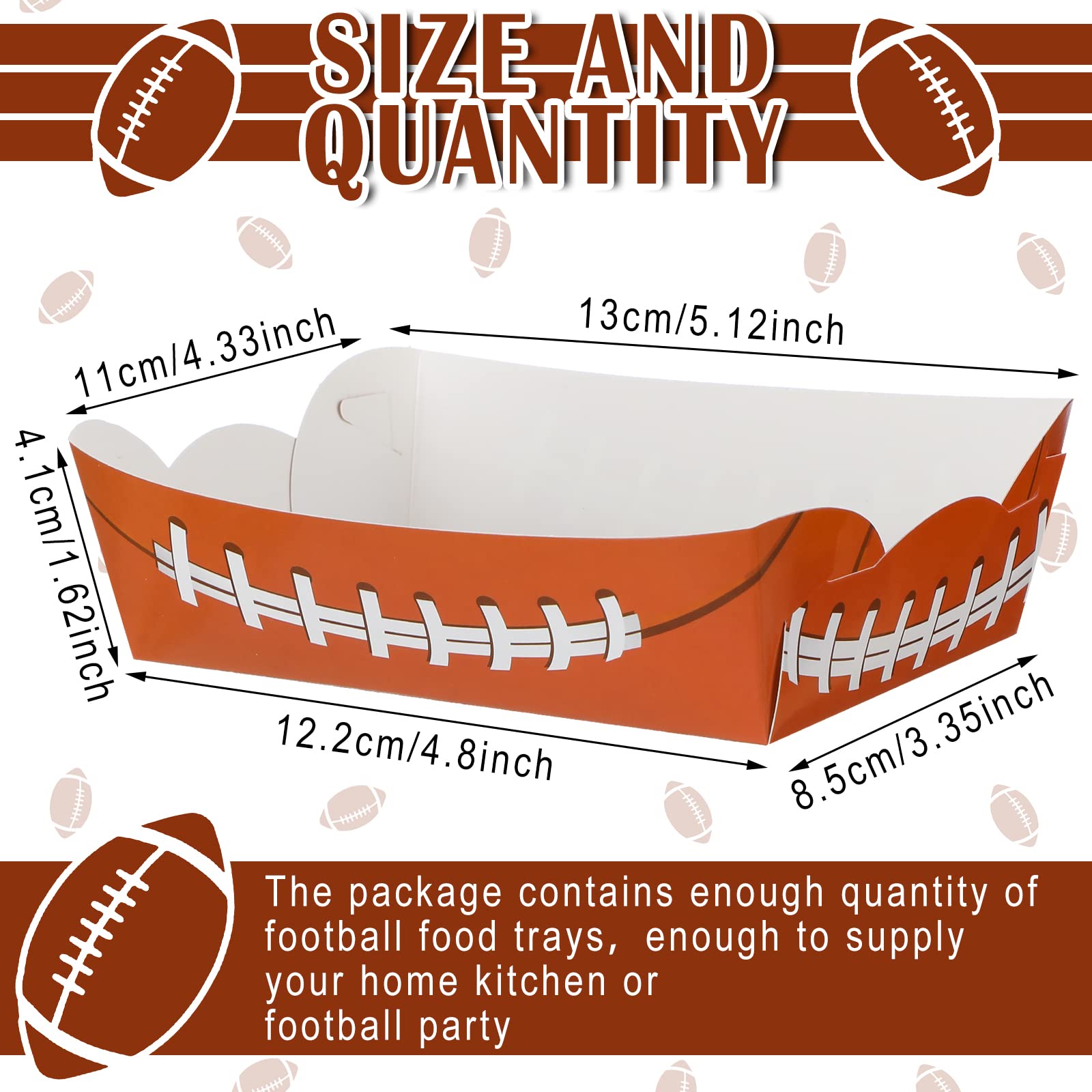 Hoolerry 2lb Football Party Decorations Paper Football Plates Disposable Food Boats Serving Trays Sports Party Birthday Party Supplies 5.1 x 4.3 x 1.6 Inch(Rugby Style)