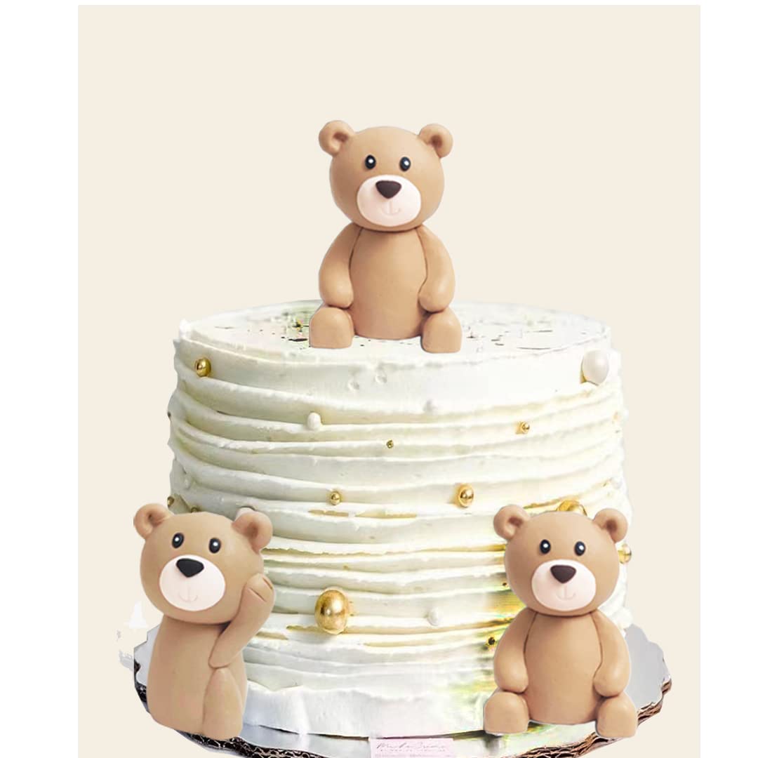 Baby Bear Cake Topper Blue Ball Cake Decor (3bears)