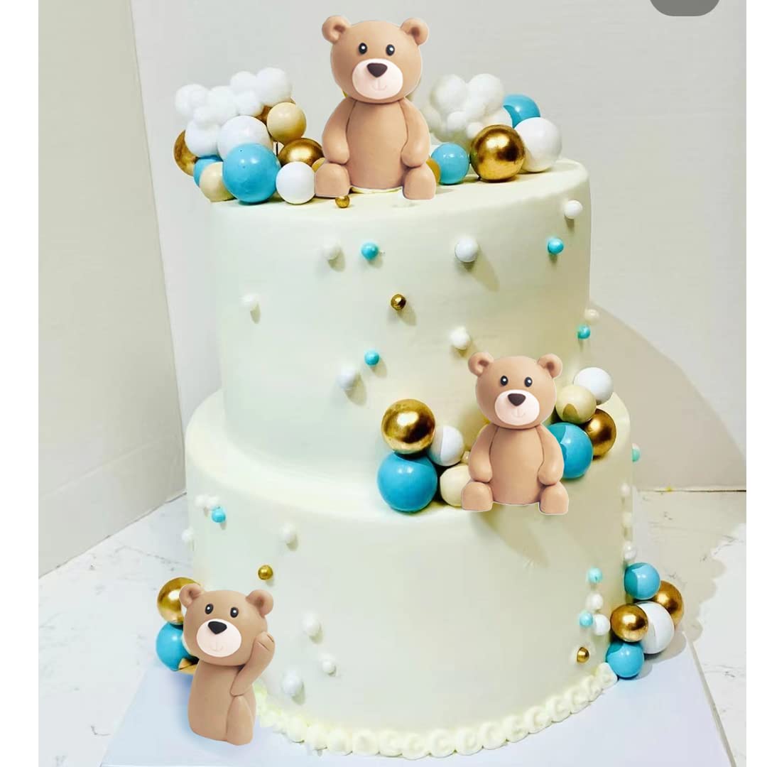 Baby Bear Cake Topper Blue Ball Cake Decor (3bears)