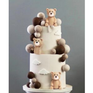 Baby Bear Cake Topper Blue Ball Cake Decor (3bears)