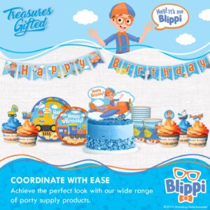 Treasures Gifted Officially Licensed Blippi Birthday Party Supplies - Blippi Backdrop Vehicle - 4.25ft Tall x 6ft Wide Blippi Birthday Backdrop - Blippi Birthday Banner - Blippi Party Decorations
