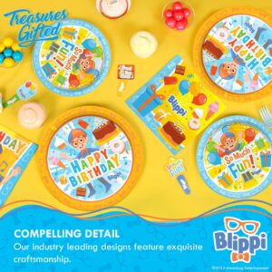 Treasures Gifted Officially Licensed Blippi Birthday Party Supplies - Blippi Backdrop - 4.25ft Tall x 6ft Wide Blippi Backdrop Birthday - Blippi Party Decorations - Blippi Birthday Banner