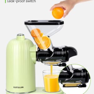 Katulan Compact Slow Juicer, Cold Press Juicer Machines with Auto-adjustable Speed for Nutrient & Vitamin Dense Fruits and Vegetables, Easy Clean Masticating Juicer with Reverse Function