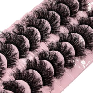 TIKILEY Mink Lashes Fluffy Wispy Eyelashes Mink, 20mm/25mm Long Dramatic D Curl Strip Lashes Cat Eye 3D Mink Lashes Natural False Eyelashes Pack