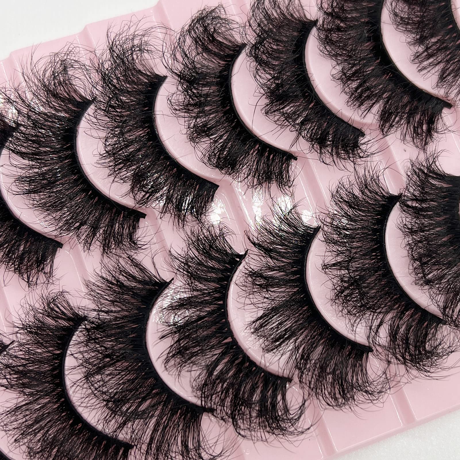 TIKILEY Mink Lashes Fluffy Wispy Eyelashes Mink, 20mm/25mm Long Dramatic D Curl Strip Lashes Cat Eye 3D Mink Lashes Natural False Eyelashes Pack