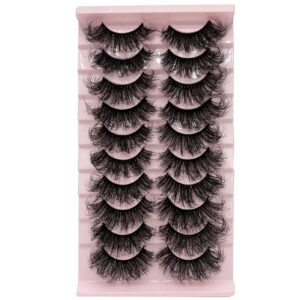 TIKILEY Mink Lashes Fluffy Wispy Eyelashes Mink, 20mm/25mm Long Dramatic D Curl Strip Lashes Cat Eye 3D Mink Lashes Natural False Eyelashes Pack