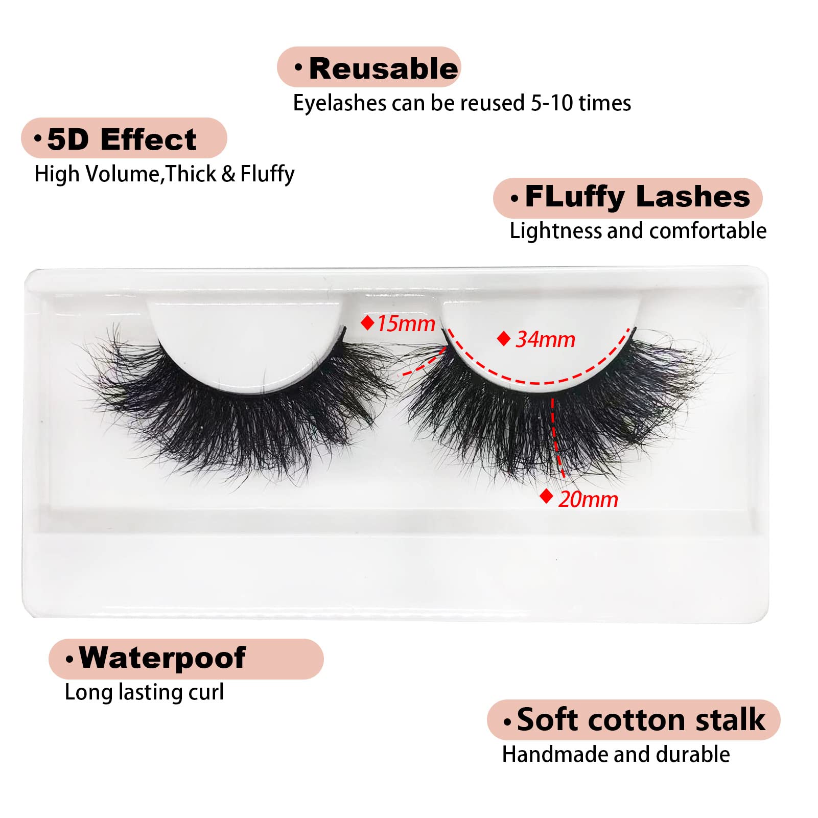 TIKILEY Mink Lashes Fluffy Wispy Eyelashes Mink, 20mm/25mm Long Dramatic D Curl Strip Lashes Cat Eye 3D Mink Lashes Natural False Eyelashes Pack