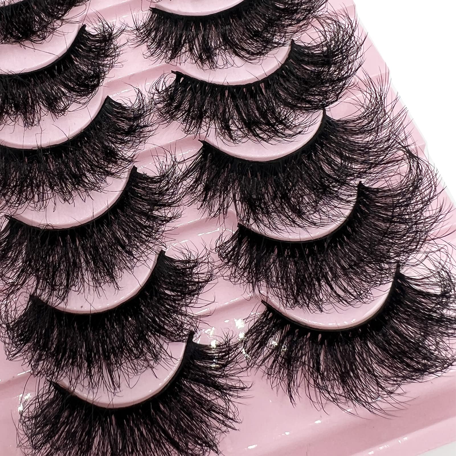 TIKILEY Mink Lashes Fluffy Wispy Eyelashes Mink, 20mm/25mm Long Dramatic D Curl Strip Lashes Cat Eye 3D Mink Lashes Natural False Eyelashes Pack