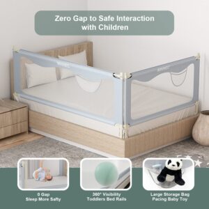 MININEC Bed Rail for Toddlers Baby, Long Toddler Bedrail Guard for Kids Children, Strong Babies Bed Rail for Twin, Full Size, Queen & King Mattress with Reinforced Anchor Safety Grey 70.8 * 27.5 in