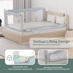 MININEC Bed Rail for Toddlers Baby, Long Toddler Bedrail Guard for Kids Children, Strong Babies Bed Rail for Twin, Full Size, Queen & King Mattress with Reinforced Anchor Safety Grey 70.8 * 27.5 in