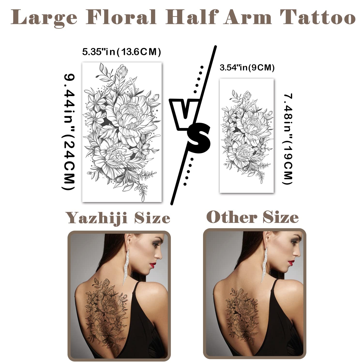 Yazhiji 70sheets Waterproof Temporary Tattoo for Girls or Boys Kids 10sheets Larger Half Arm Snake Sunflower Peony Fake Tattoos for Men or Women And 60 sheets Tiny Butterfly Feather Tat Sticker