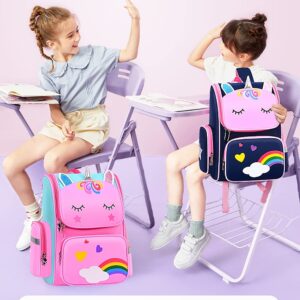 School Backpack for Girls Large Capacity Waterproof Light Weight Schoolbag Bookbag for Kids Primary School Student (Magic Horse Pink)