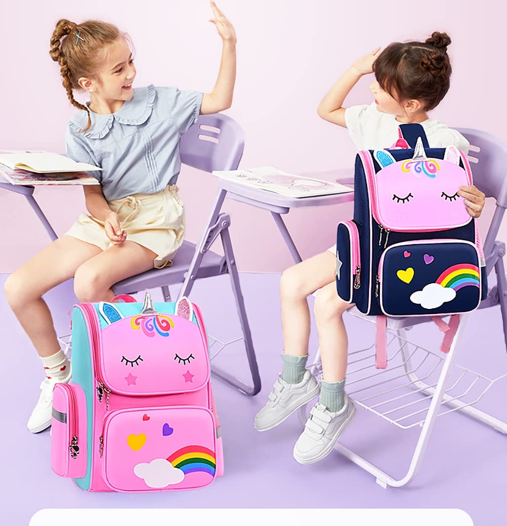 School Backpack for Girls Large Capacity Waterproof Light Weight Schoolbag Bookbag for Kids Primary School Student (Magic Horse Pink)