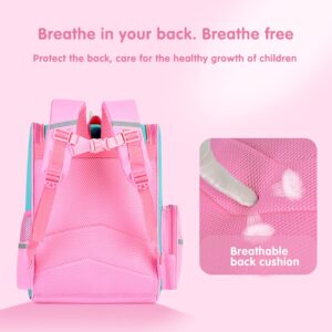 School Backpack for Girls Large Capacity Waterproof Light Weight Schoolbag Bookbag for Kids Primary School Student (Magic Horse Pink)