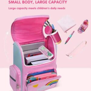 School Backpack for Girls Large Capacity Waterproof Light Weight Schoolbag Bookbag for Kids Primary School Student (Magic Horse Pink)