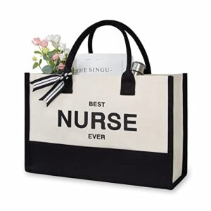 topdesign embroidery canvas tote bag for women, appreciation gifts for female nurses, nicu, practitioner, personalized present bag, ideal for beach, holiday
