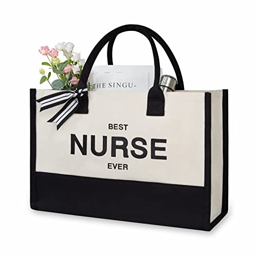 TOPDesign Embroidery Canvas Tote Bag for Women, Appreciation Gifts for Female Nurses, Nicu, Practitioner, Personalized Present Bag, Ideal for Beach, Holiday