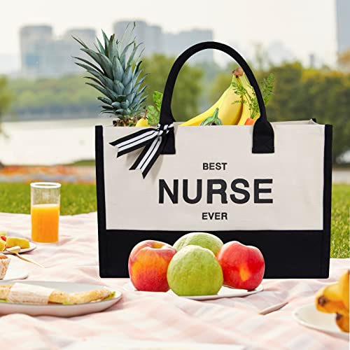 TOPDesign Embroidery Canvas Tote Bag for Women, Appreciation Gifts for Female Nurses, Nicu, Practitioner, Personalized Present Bag, Ideal for Beach, Holiday