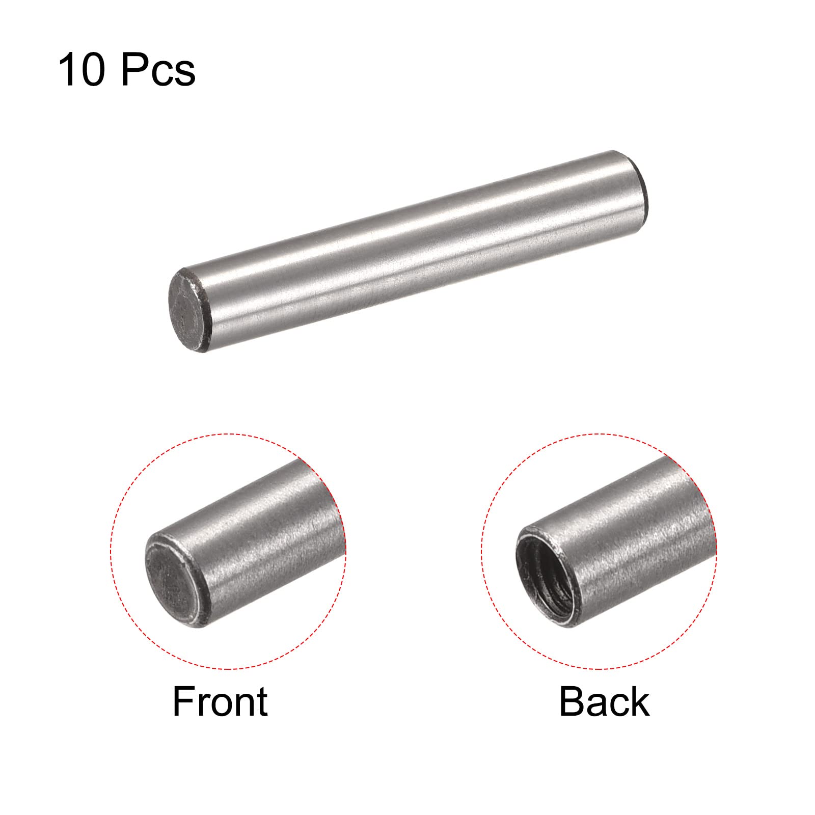 uxcell M3 Internal Thread Dowel Pin 10pcs 5x30mm Chamfering Flat Carbon Steel Cylindrical Pin Bed Bookshelf Metal Devices Industrial Pins