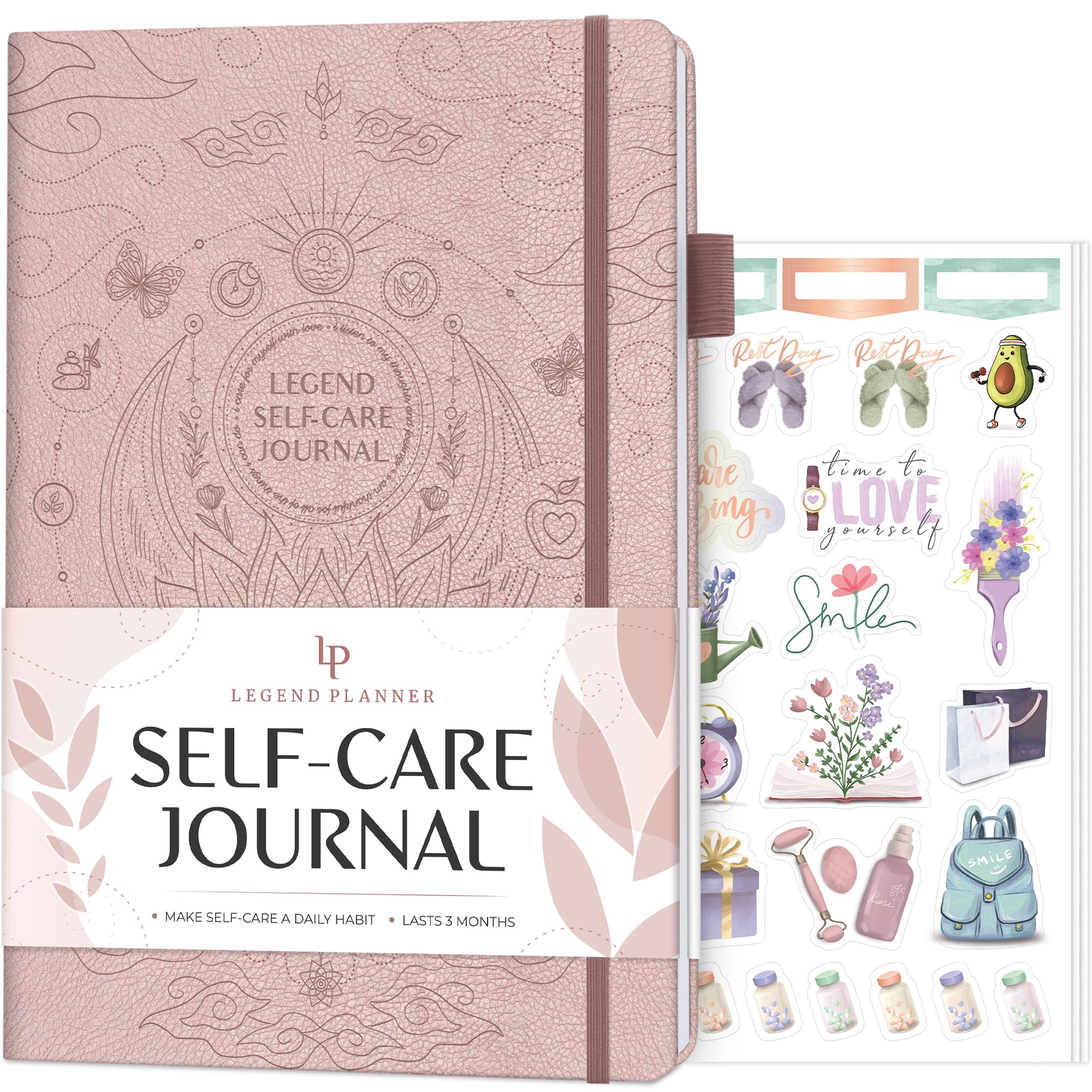 Legend Self-Care Journal – Guided Daily Reflection Journal to Support Mental & Physical Health – Daily Mood, Meditation & Personal Development Notebook – 7.1x10.5”, Lasts 3 Months (Rose Gold)