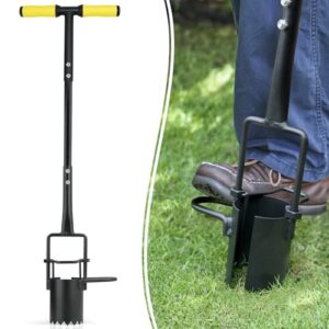colwelt bulb planter tool long handle, serrated base gardening bulb transplanter with soft grip, heavy duty long handled bulb planter sod plugger for digging holes to plant tulips, iris, daffodils