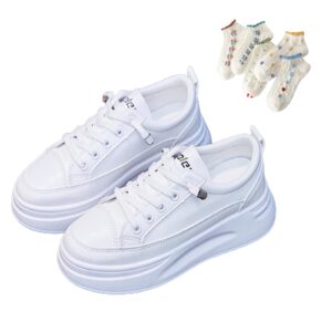 ainijia&holo women's platform white sneaker,chunky white sneakers,fashion casual walking shoes with socks (a,8.5,8.5)