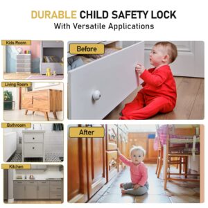 BABY PROOF ME Pack of 12 Magnetic Cabinet Locks for Child Safety with 3 Keys, 3M Adhesive Easy Installation, Baby Proofing Magnetic Locks for Cabinets and Drawers