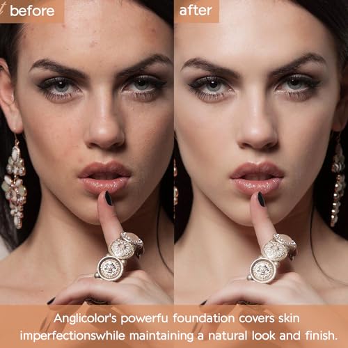 Anglicolor Matte Oil Control Concealer Foundation Flawless Soft Long Lasting Foundation Makeup,Waterproof Full Coverage Face Makeup Strong Concealer Foundation for Oily Acne Skin (#104 Buff Beige)