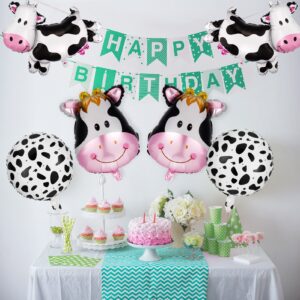 JOELELI 6 Pcs Huge Cow Balloon Walking Cow Foil Balloon Funny Cow Print Balloon Big Cow Head Mylar Balloon for Baby Shower Boy Girl 1st Birthday Farm Animal Western Cowboy Theme Party Decoration