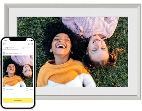 Aura Carver 10.1" WiFi Digital Picture Frame | The Best Digital Frame for Gifting | Send Photos from Your Phone | Quick, Easy Setup in Aura App | Free Unlimited Storage | (Clay with White Mat)